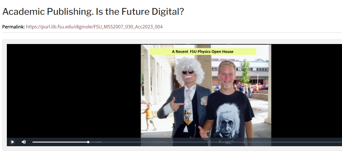Video Link: Academic Publishing. Is the Future Digital?